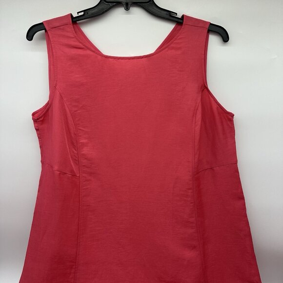 J. Jill Elliptical-Hem Size XLP Petite Strawberry Linen Blend A-Line Midi Dress - Picture 4 of 13